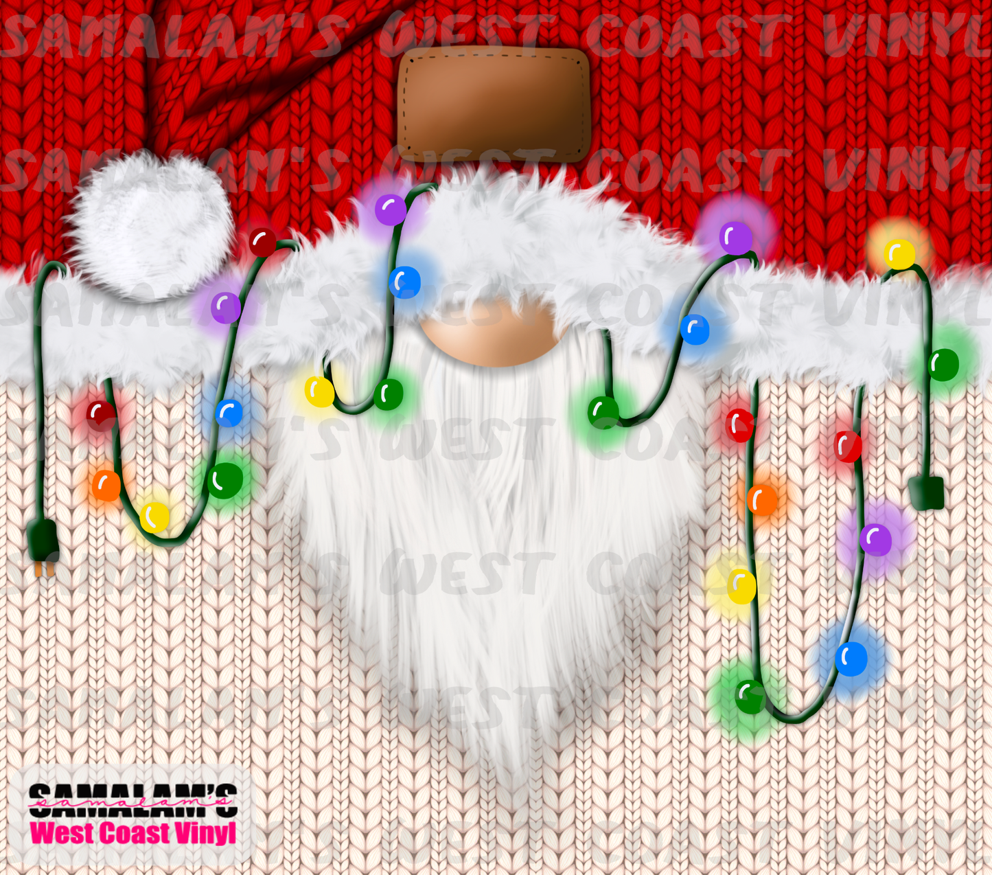 Christmas Gnome - Rainbow Lights Santa - Tumbler Wrap