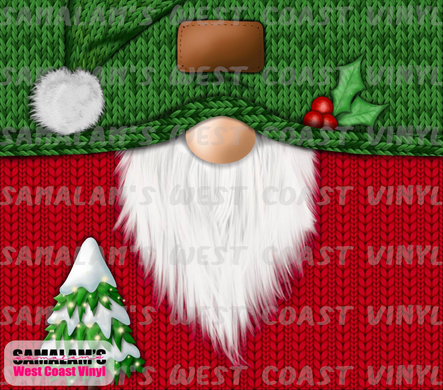 Christmas Gnome - Tree Holly - Tumbler Wrap